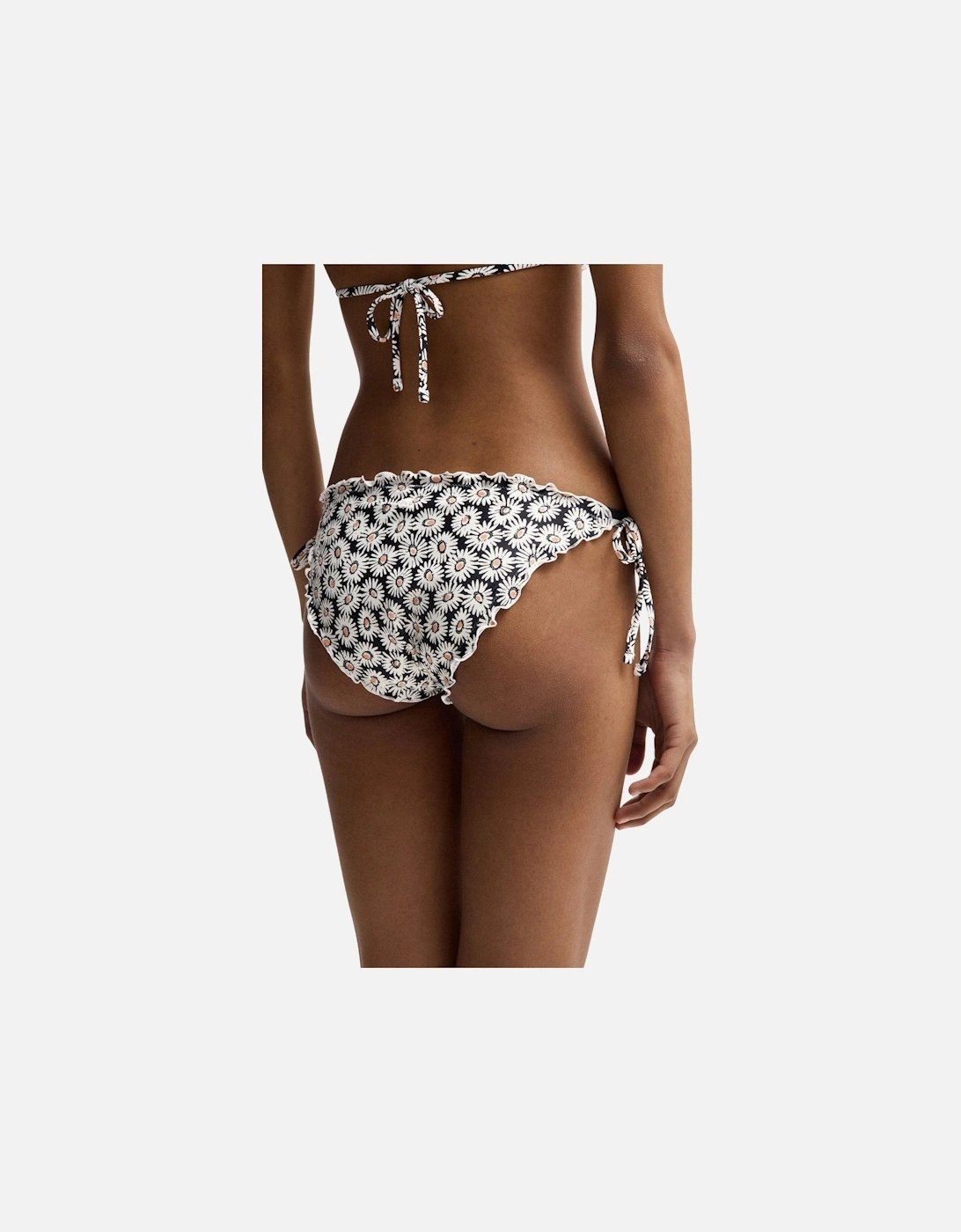 Hugo Boss Women's Ditsy Daisies Ruffle Bikini Bottoms, White - Black - Size: L