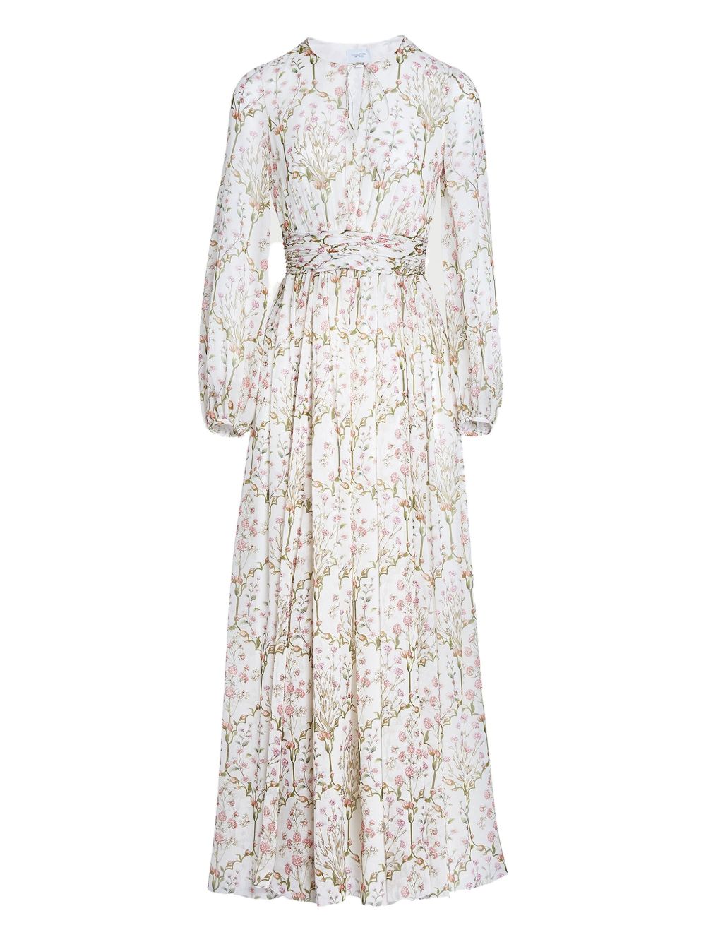 Floral-print long-sleeve dress - White
