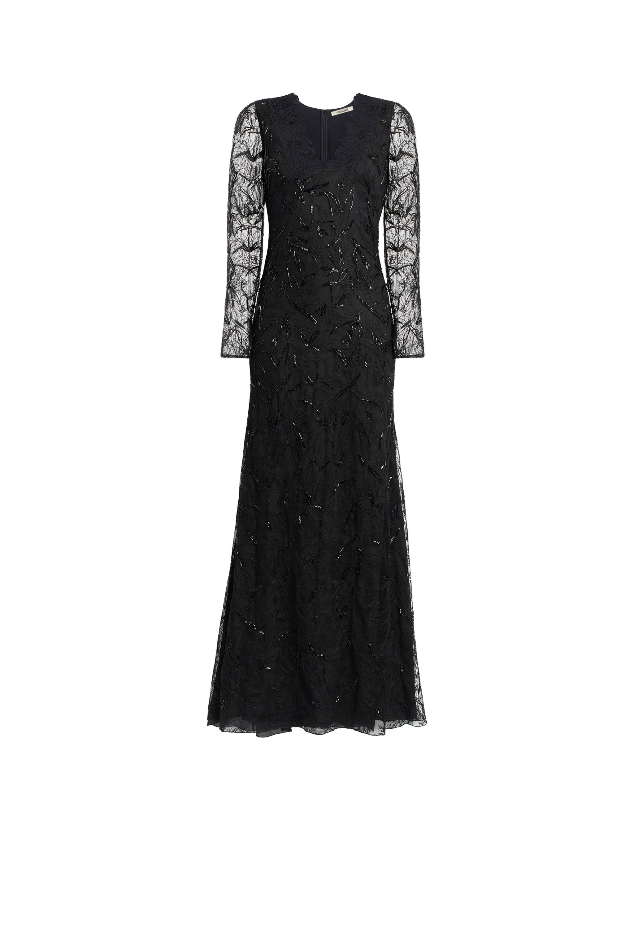 Black Layered Lace Gown