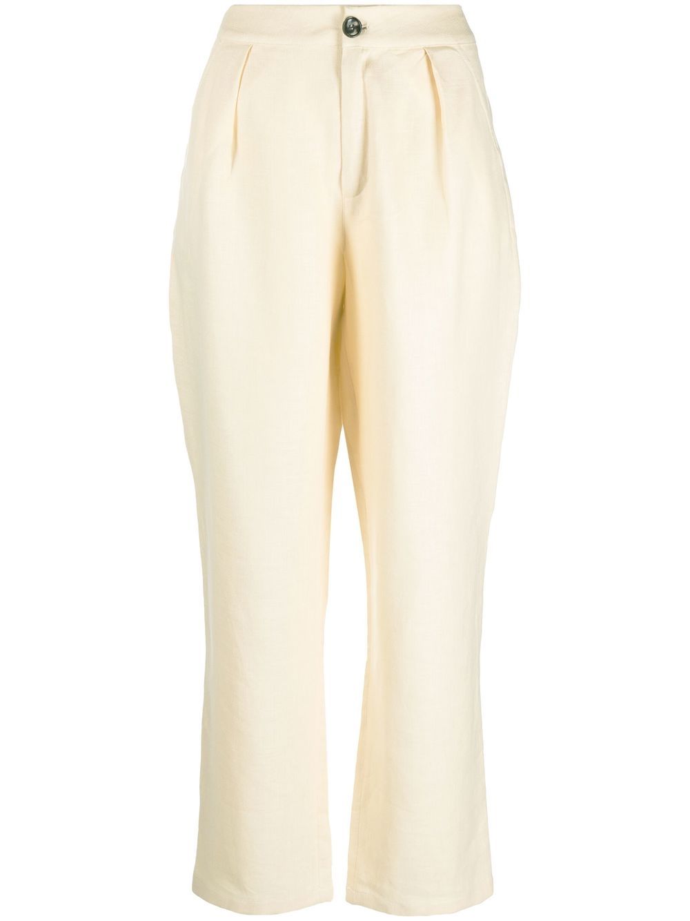 Wide-leg linen trousers - Neutrals