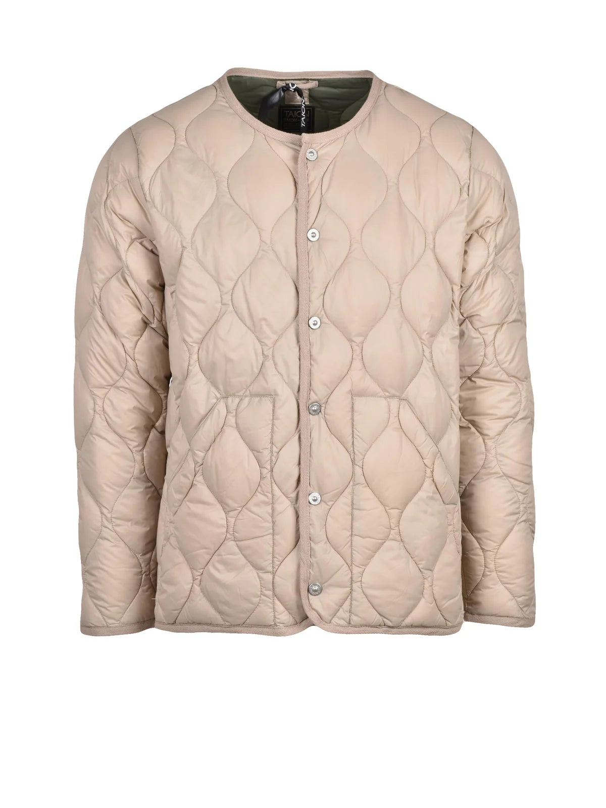 Down-Filled Nylon Jacket With Snap Closure And Unique Quilted Design