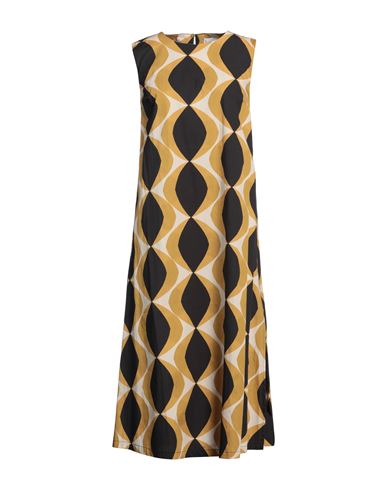 Alpha Studio Woman Midi dress Mustard Size 4 Cotton