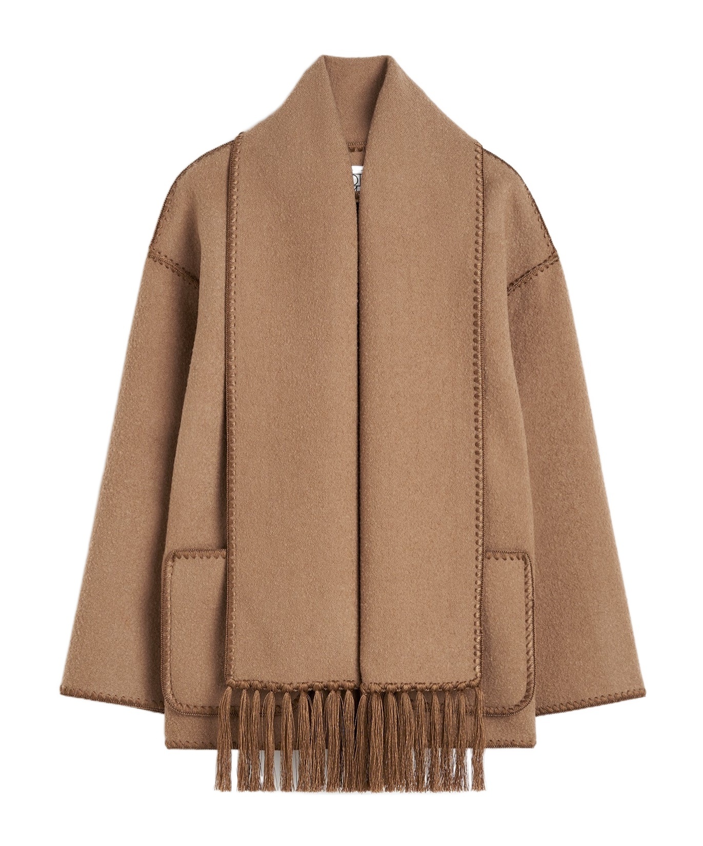 Totême Buttoned Whipstitch-Trim Scarf Jacket