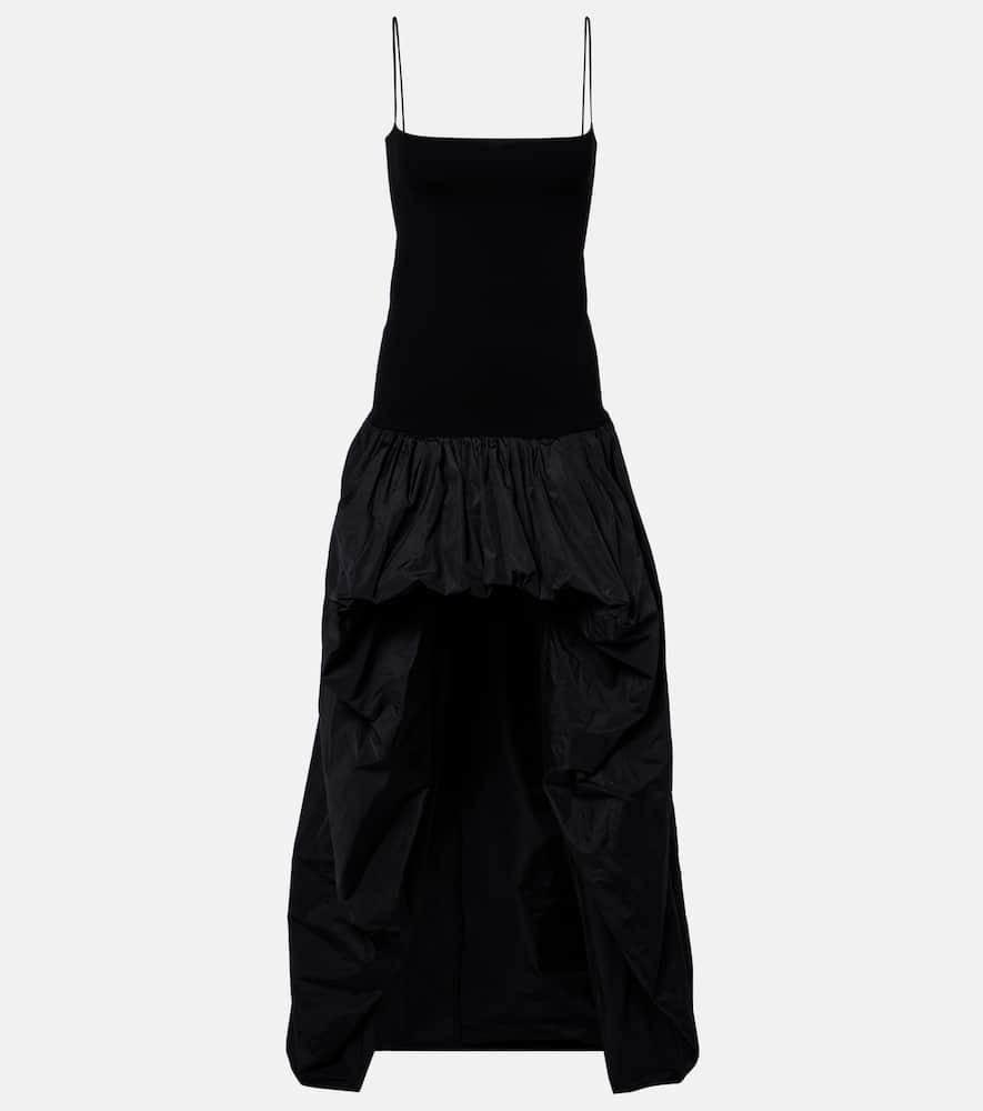 Asymmetric crêpe and jersey gown