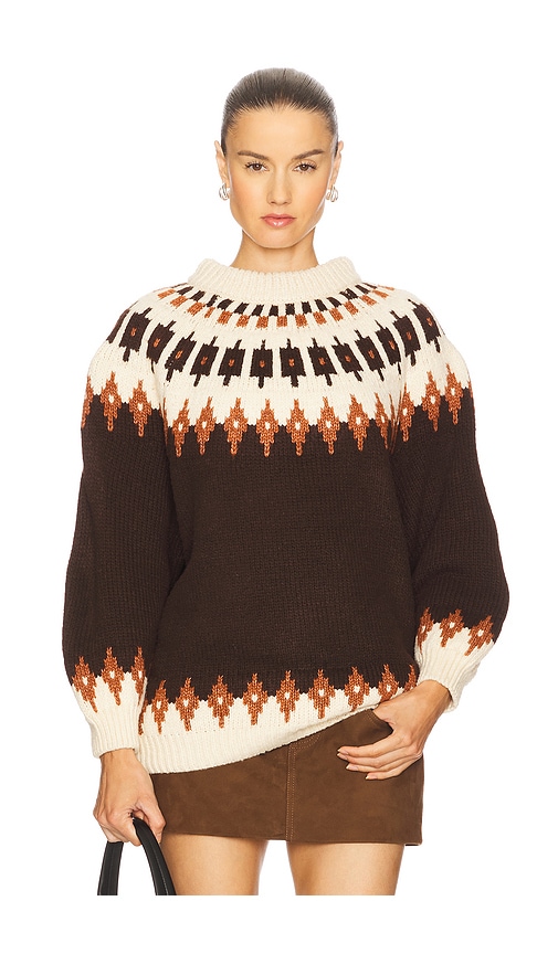 Callahan Kathleen Fair Isle Pullover in Chocolate. - L also in