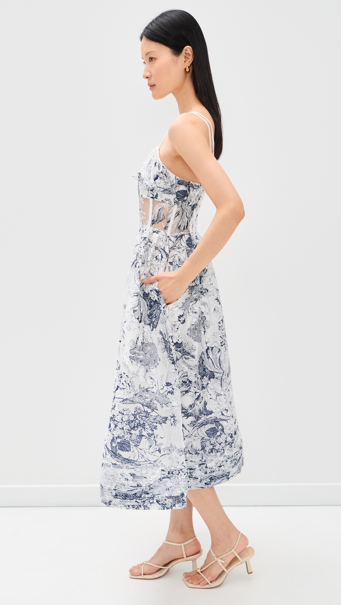 Cyrus Midi Dress White Navy