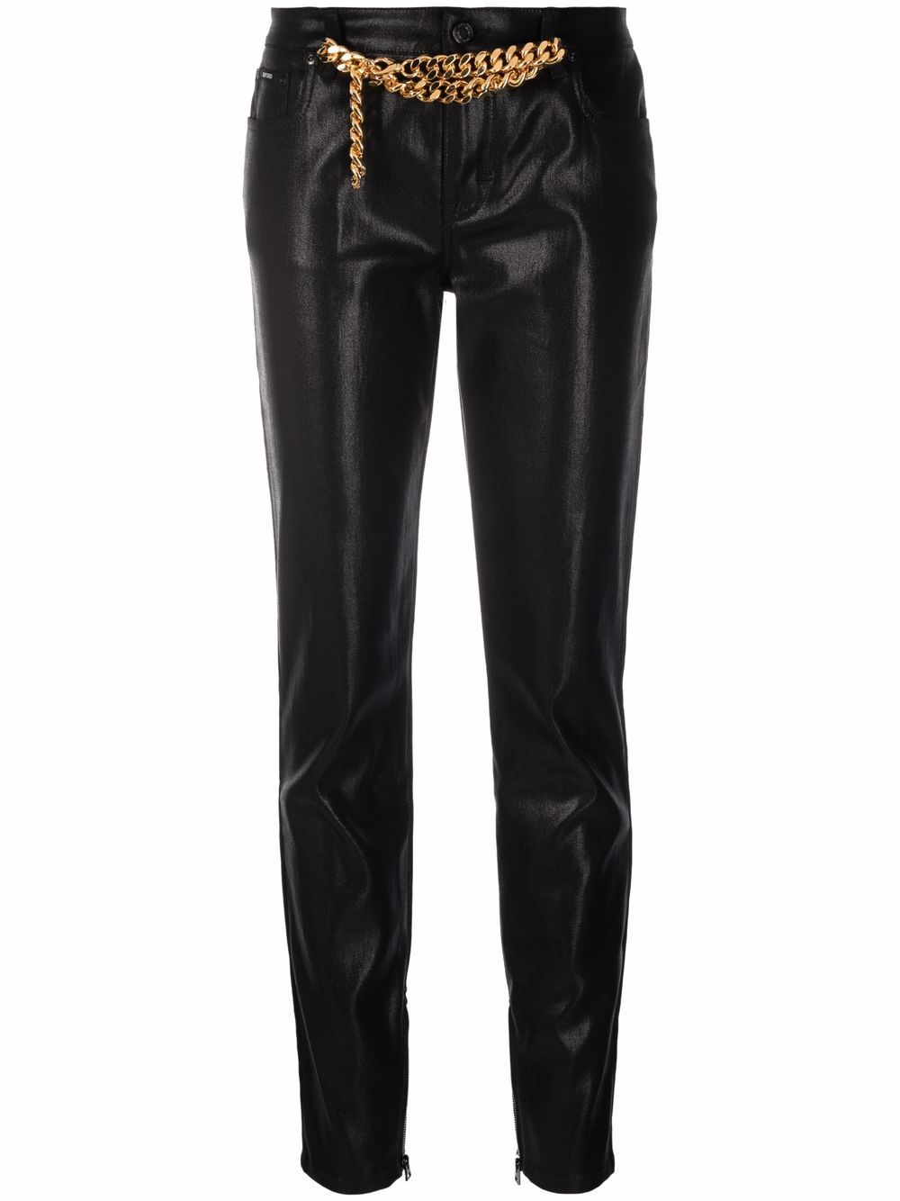 High-shine straight-leg jeans - Black