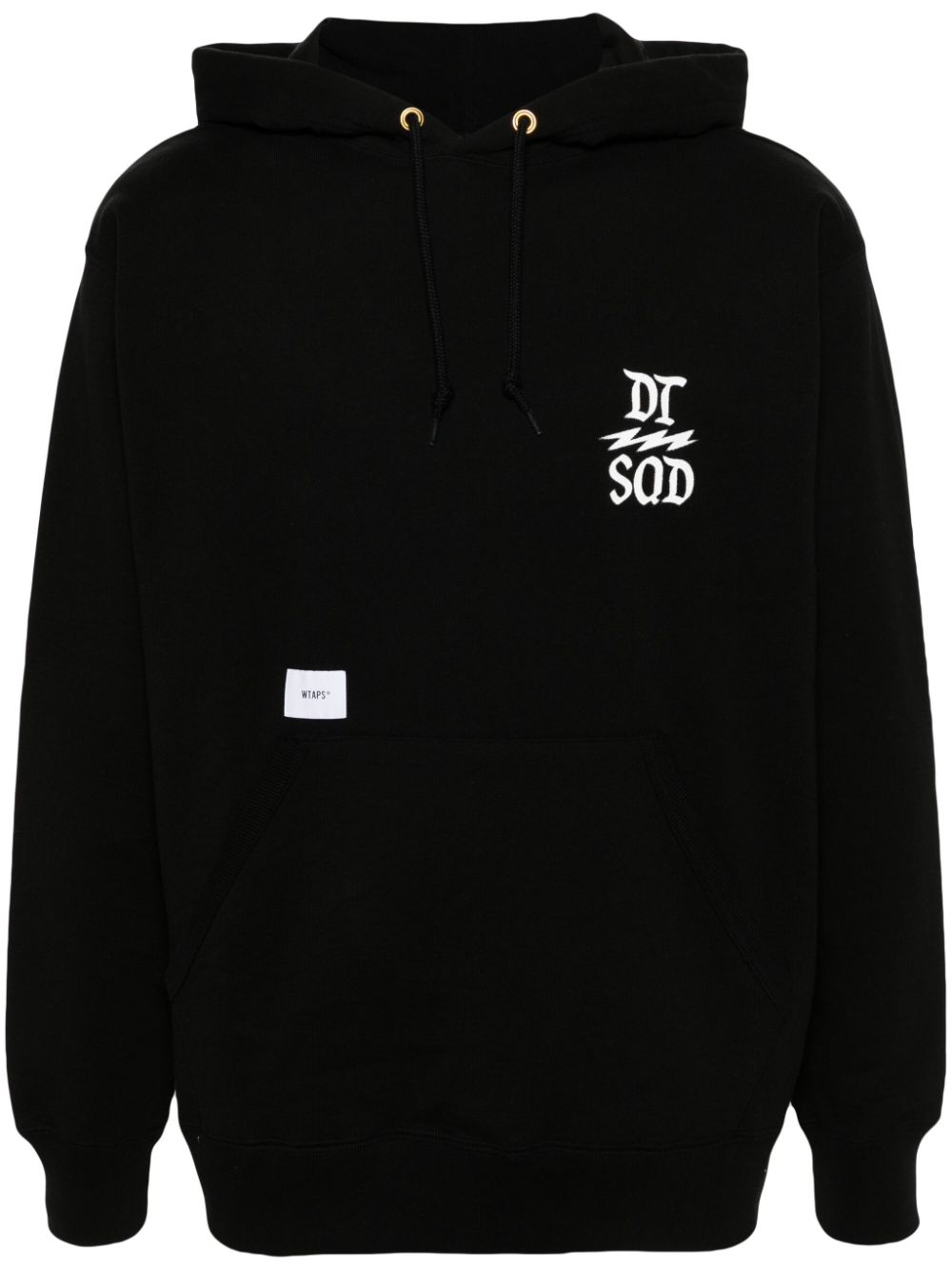 Logo-print cotton hoodie - BLACK