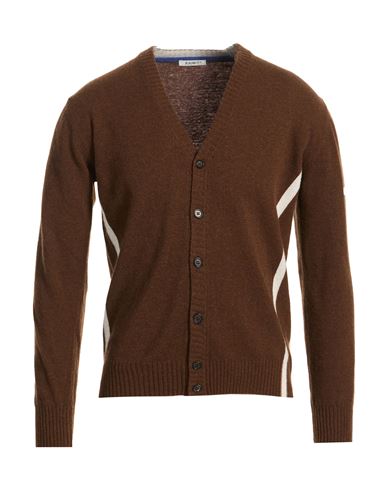 Man Cardigan Brown Size 38 Wool, Polyamide