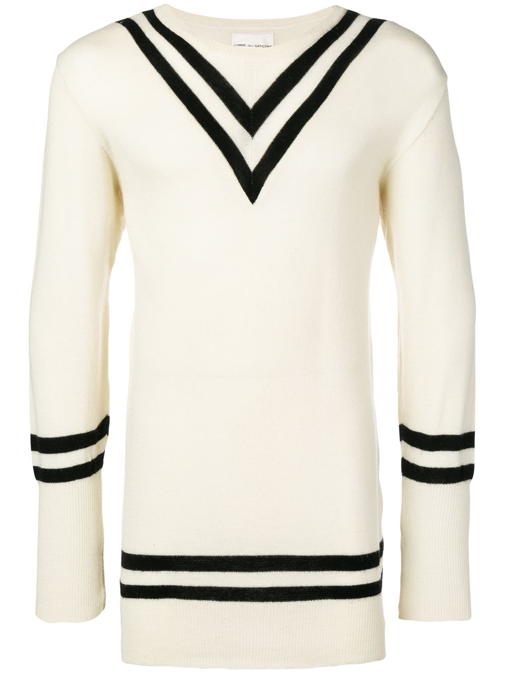 Stripe-detail wool jumper - White