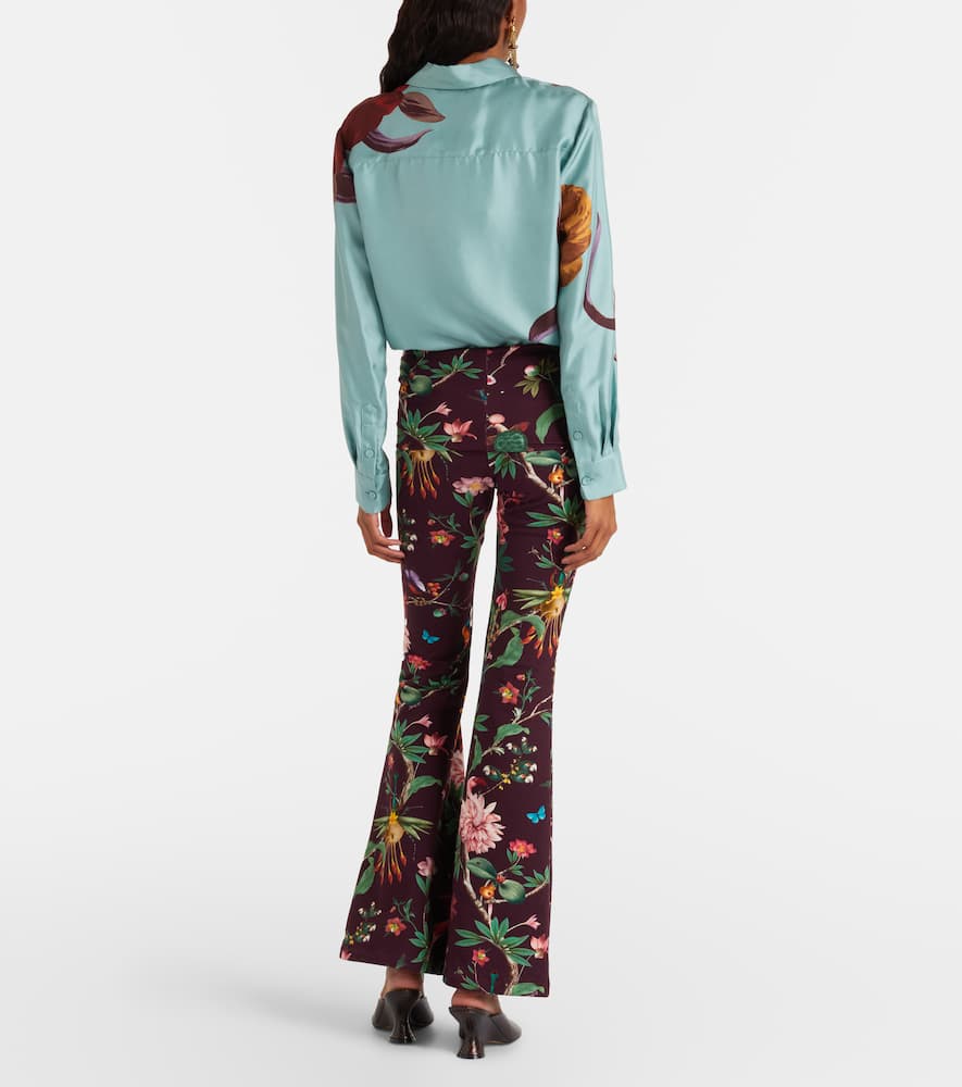 Meditation floral cotton-blend flared pants