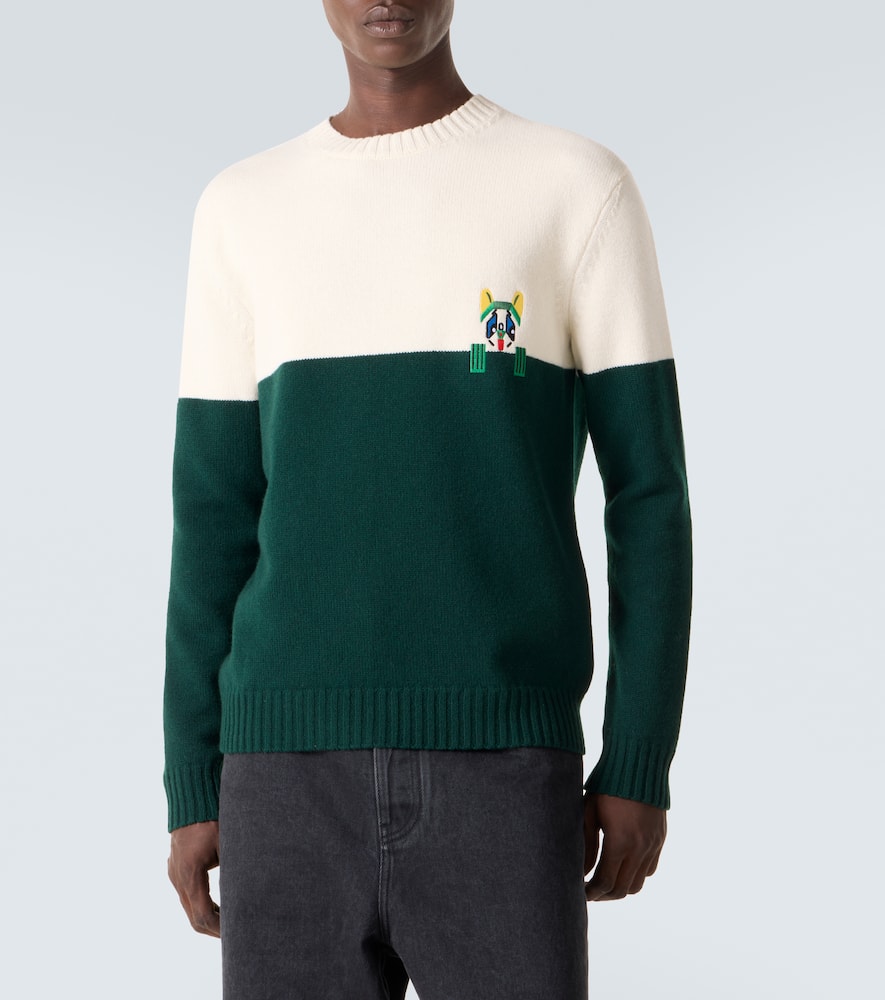 X Louis Wain embroidered wool sweater