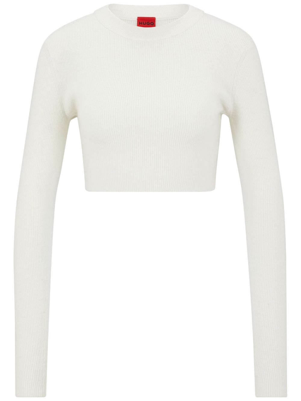 Ribbed-knit cropped top - White