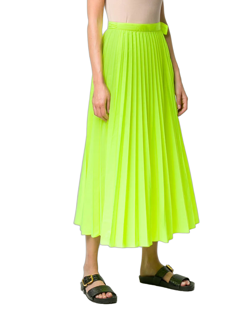 Pleated Midi Skirt — Yellow