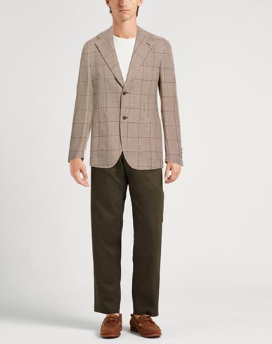 Man Blazer Brown Size 38 Linen, Virgin Wool
