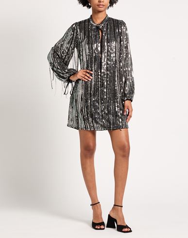 Woman Mini dress Black Size 4 Polyester, Glass