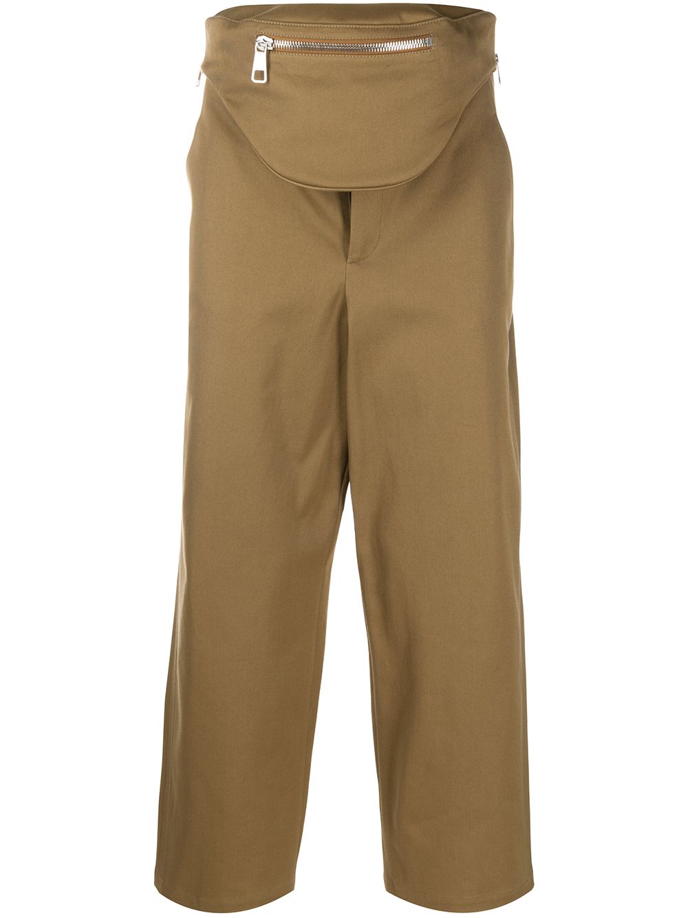 Cropped belt bag trousers - Brown