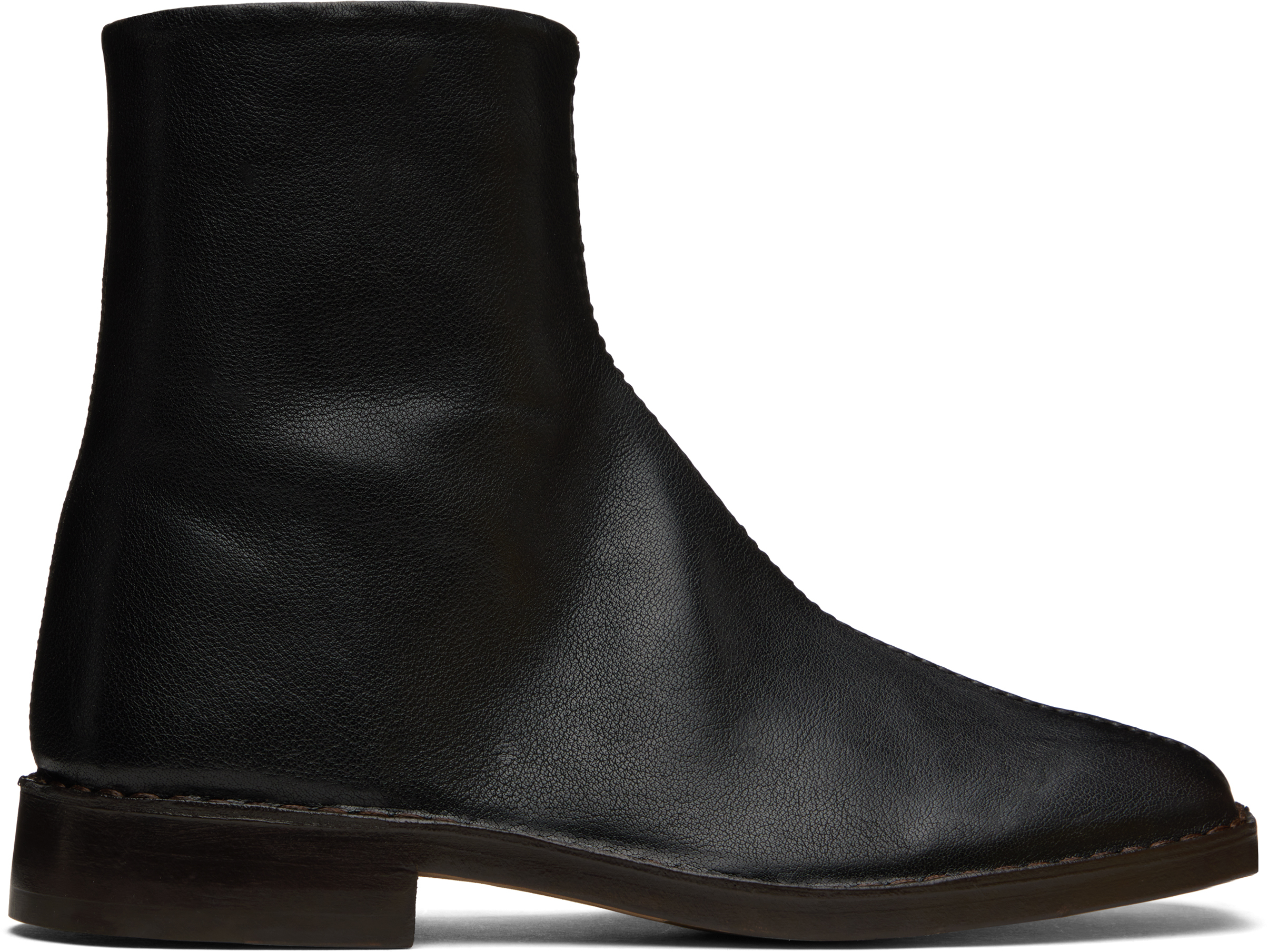 LEMAIRE Black Piped Zipped Boots