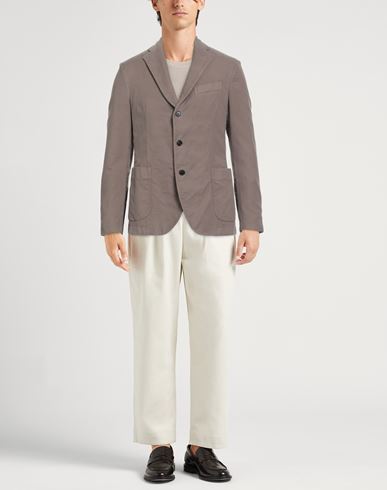 Man Blazer Khaki Size 40 Cotton, Elastane