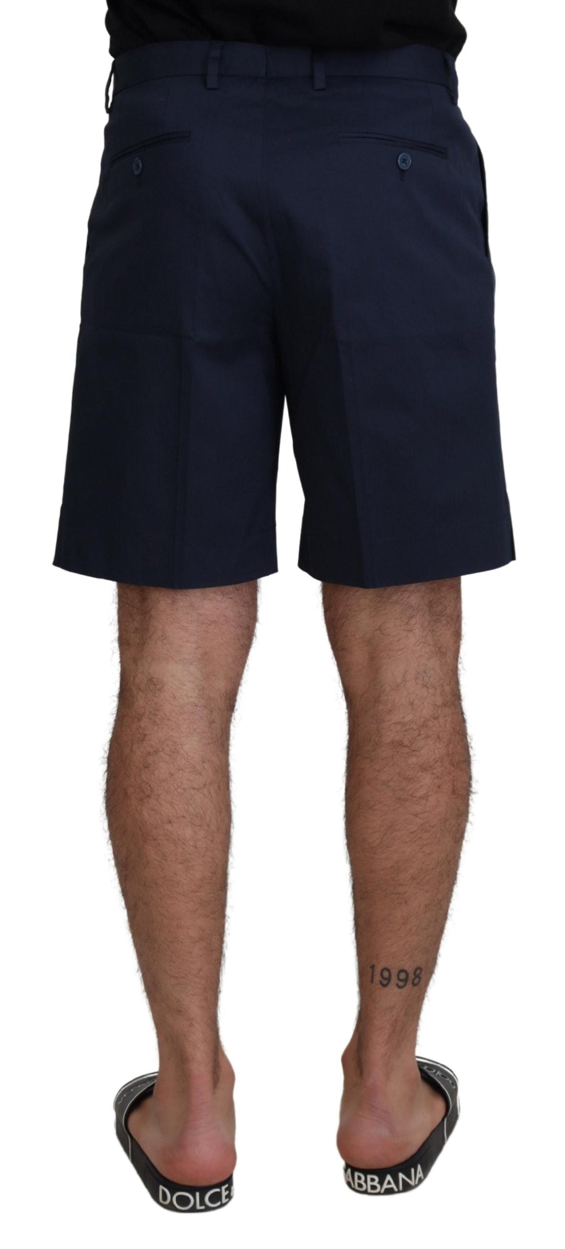 Cotton-Elastane Stretch Chino Shorts — Navy