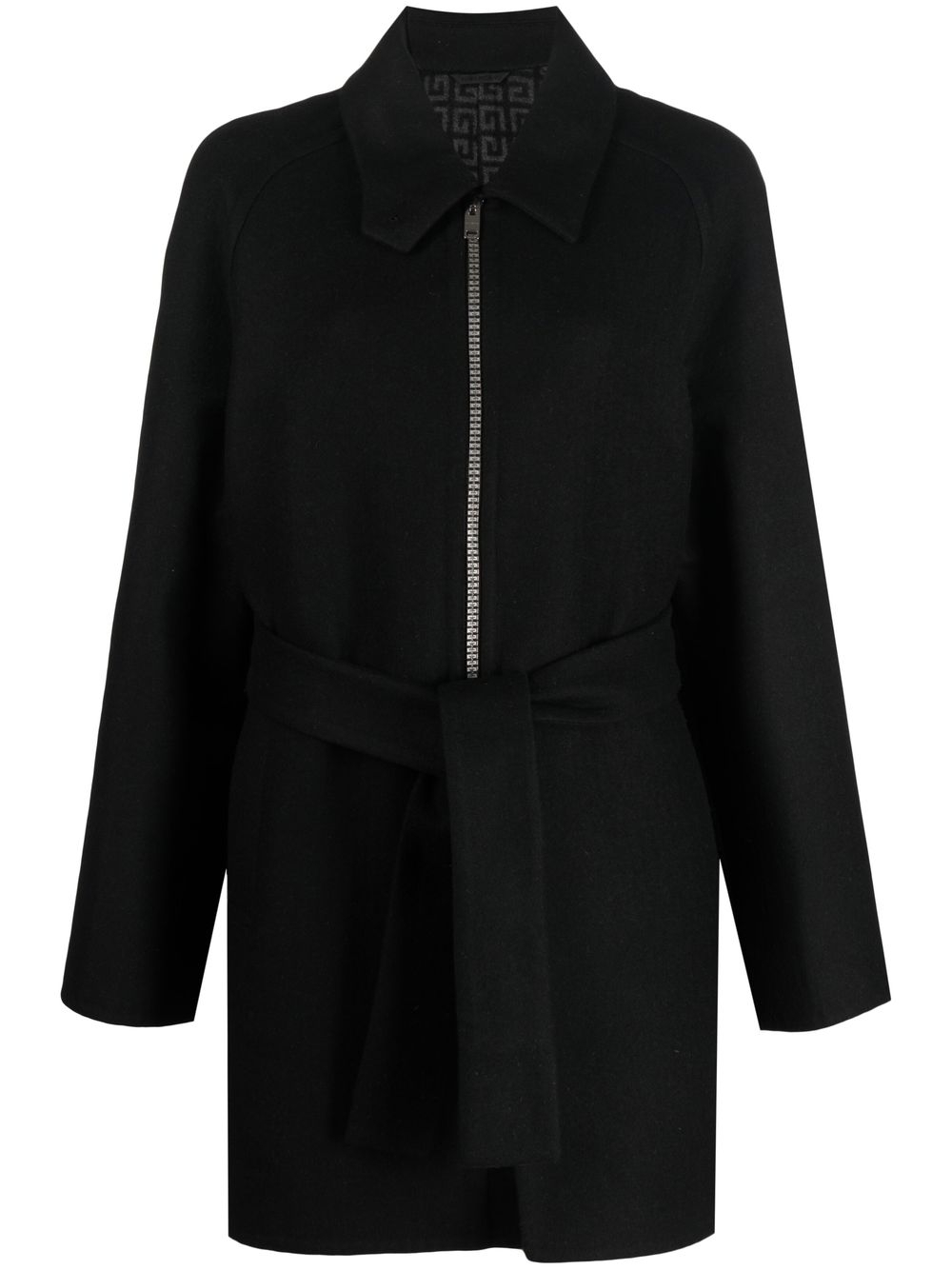 4G-zip belted coat - Black