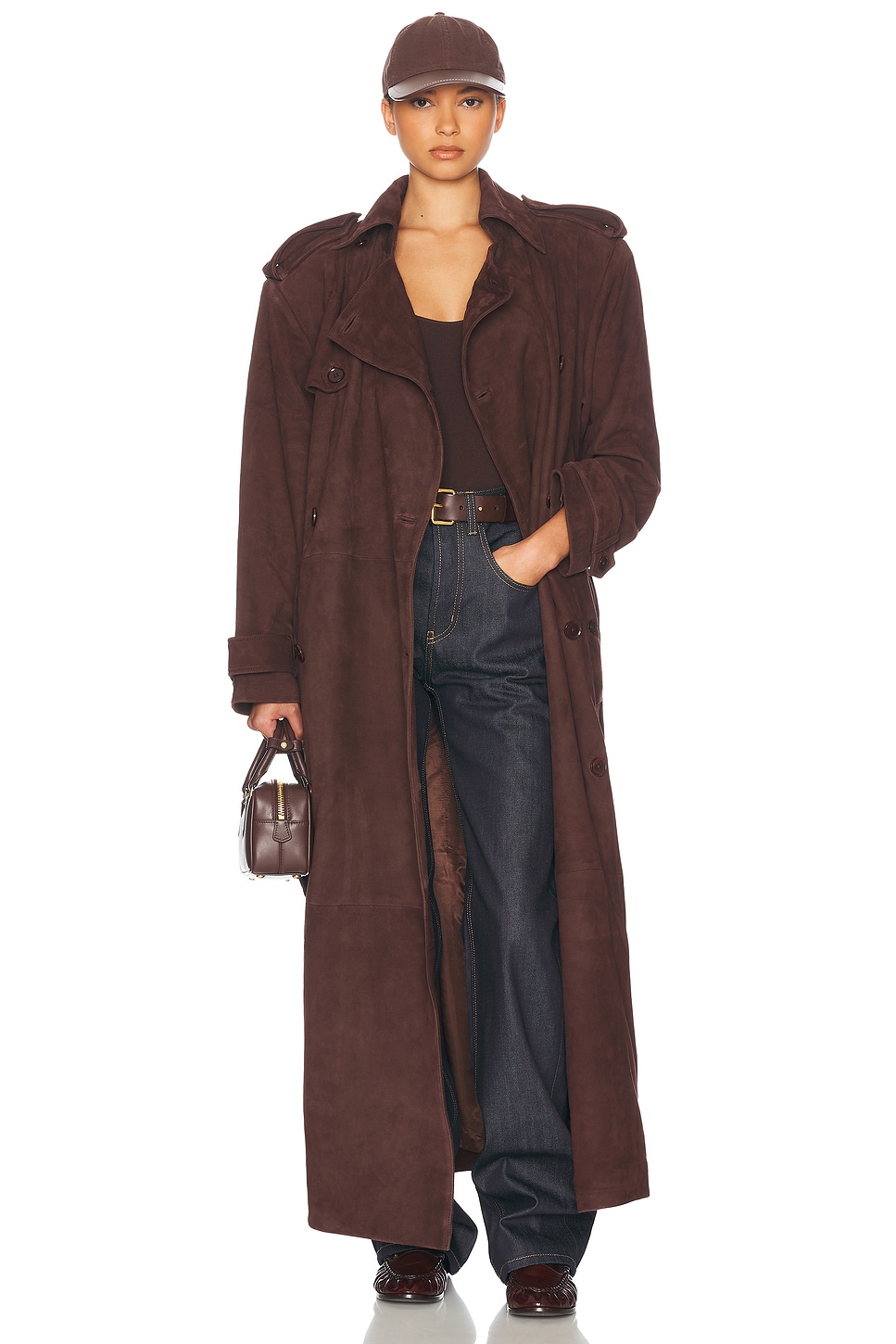 Helsa Suede Trench Coat in Clay - Neutral. S also in