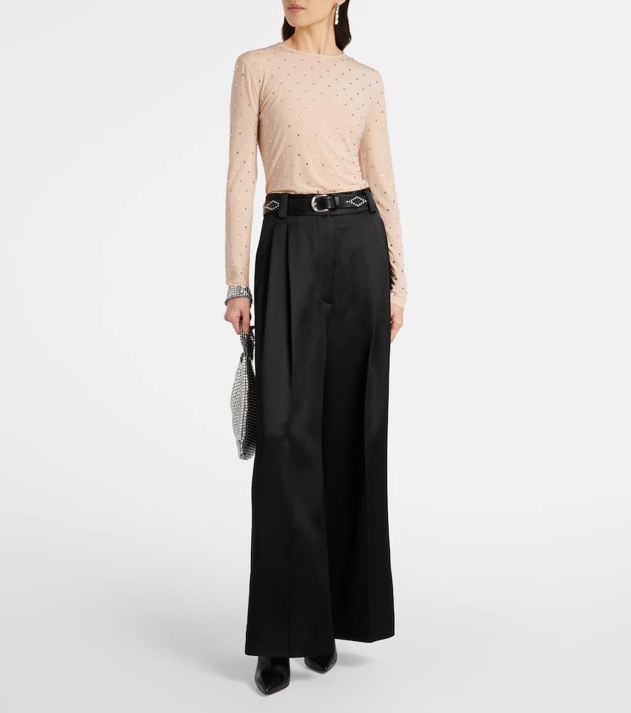 Crystal-embellished semi-sheer top