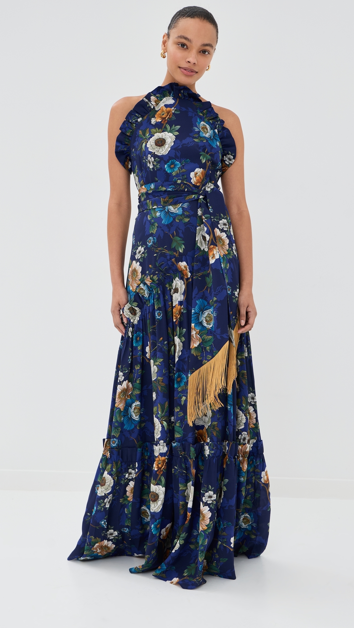 Tatiana Crepe Satin Dress Magical Blossom Navy