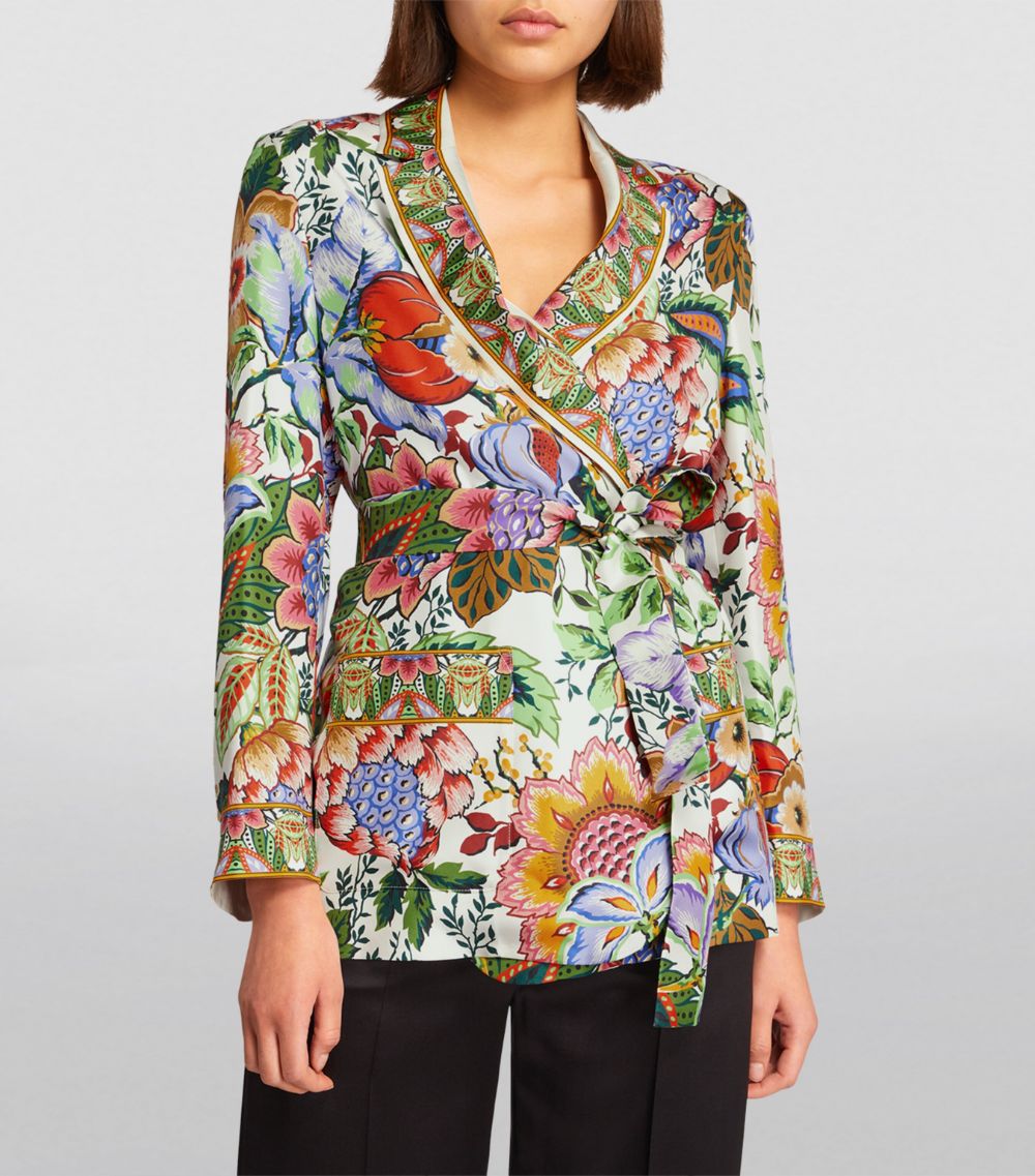 Silk Floral Tie-Waist Blazer