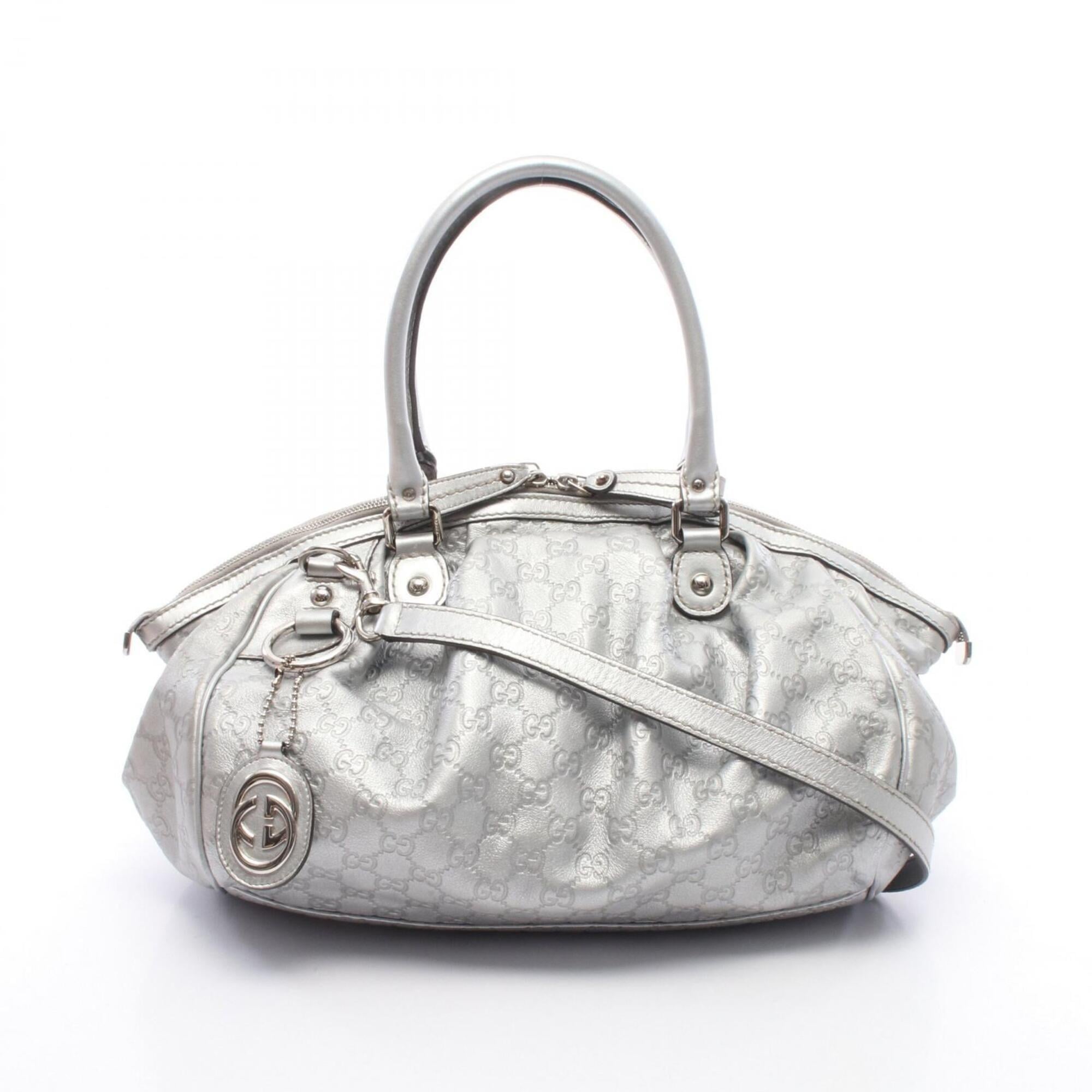 Gucci Silver Leather Handbag Pre-Owned