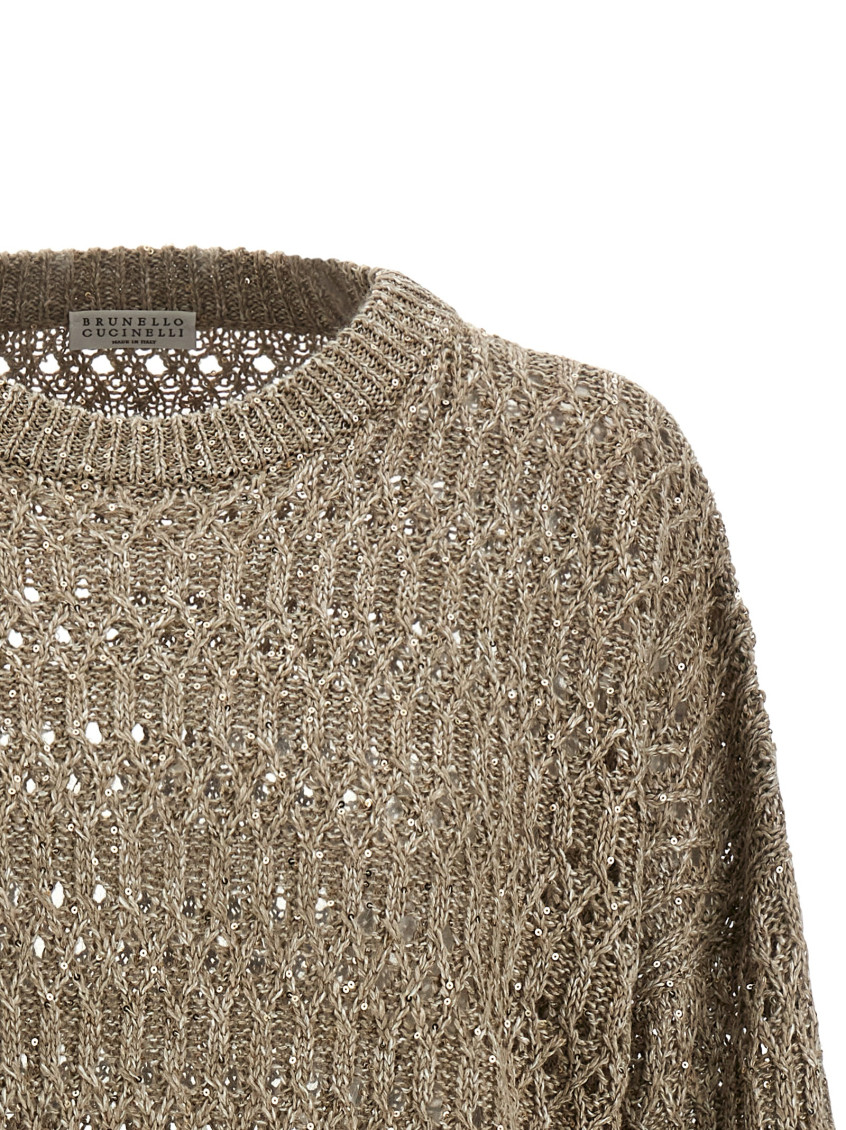 Brunello Cucinelli - linen crew neck sweater diamond pattern
