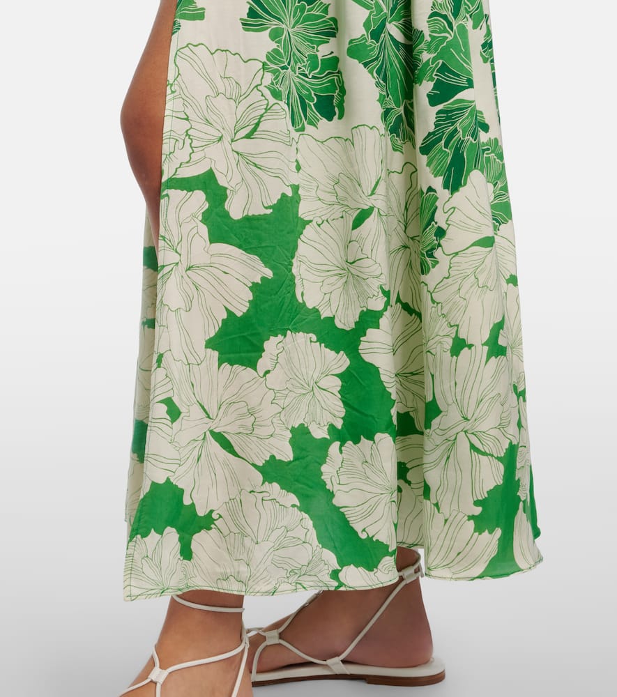 Avril floral halterneck satin maxi dress
