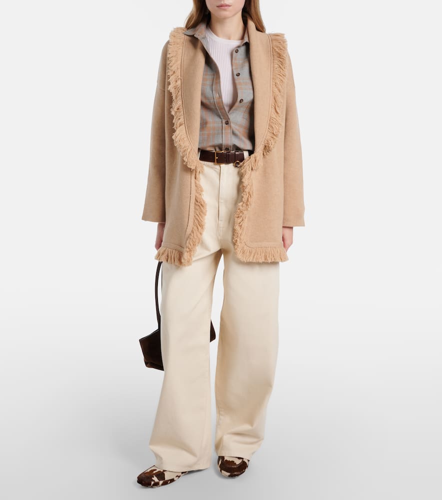 Finest fringed cashmere and cotton cardigan