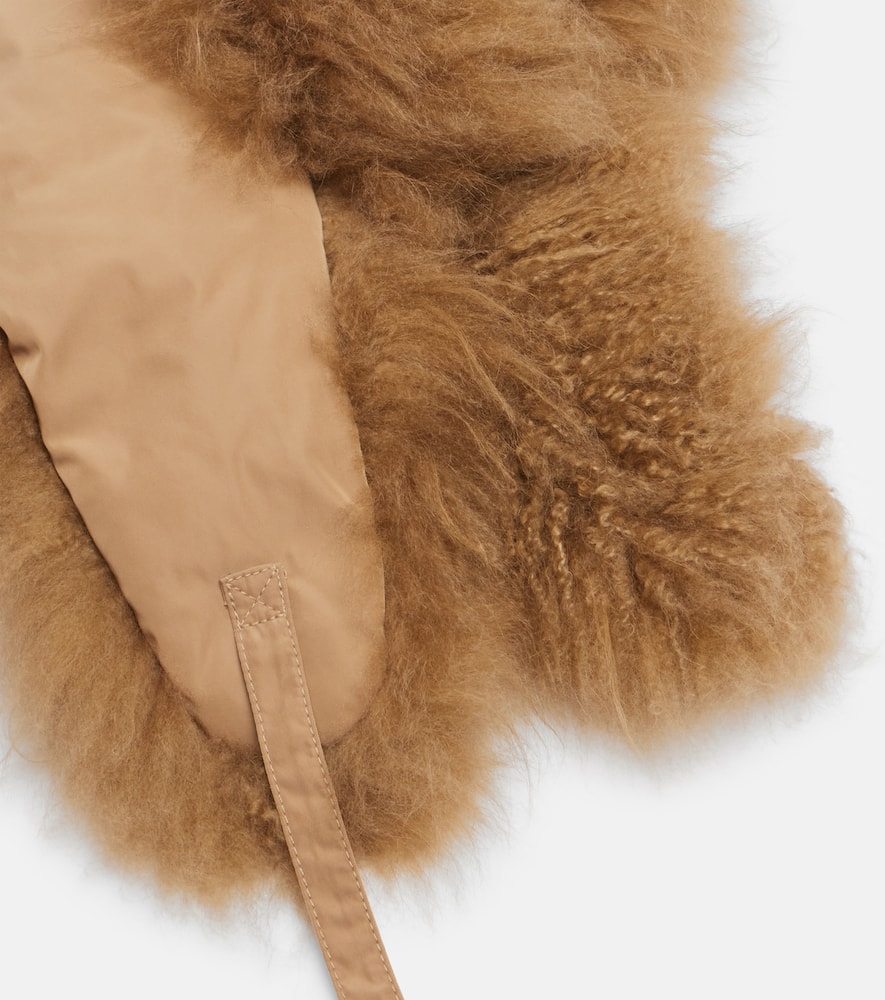 Shearling-trimmed down hat