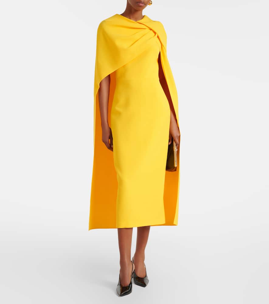 Oria Lupine caped crêpe cocktail dress