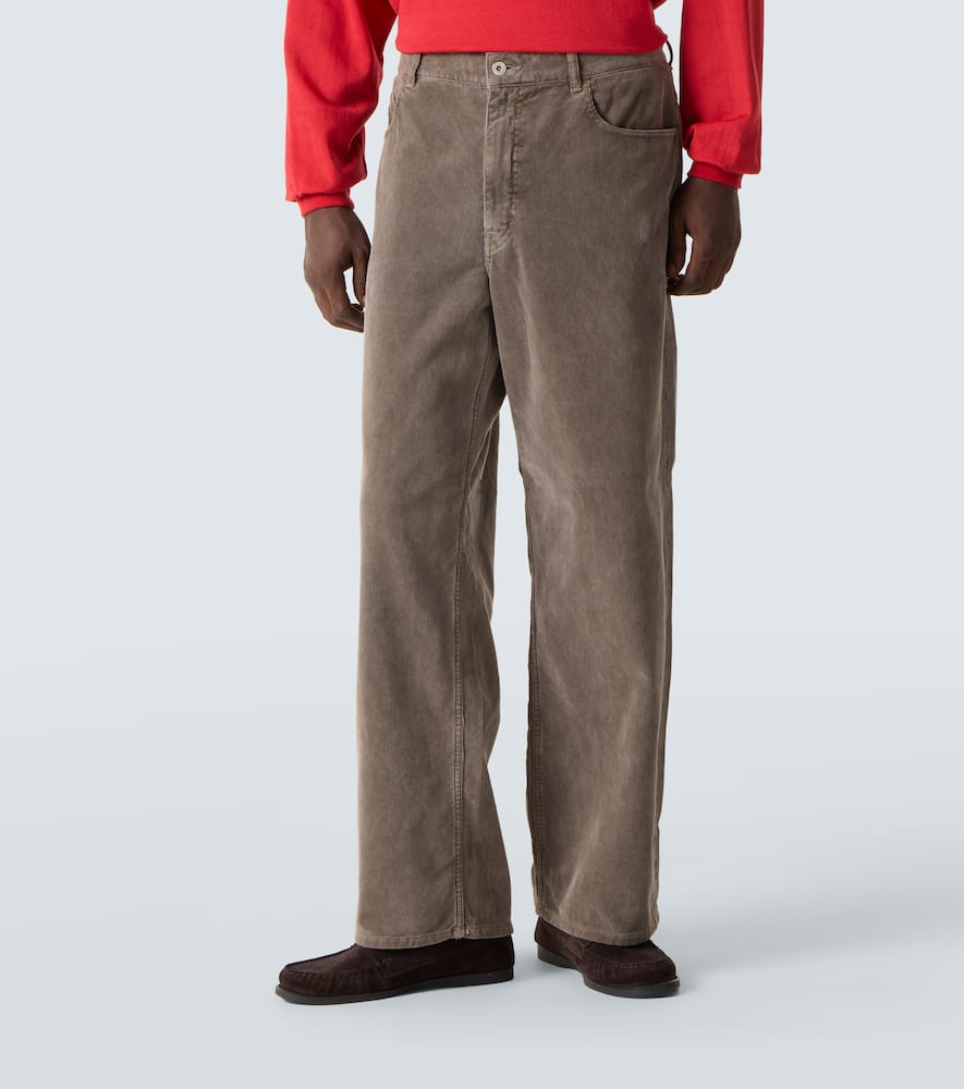Cotton corduroy wide-leg pants