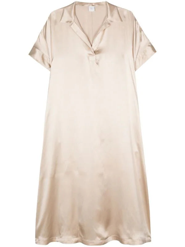 Silk Satin Dress — Beige