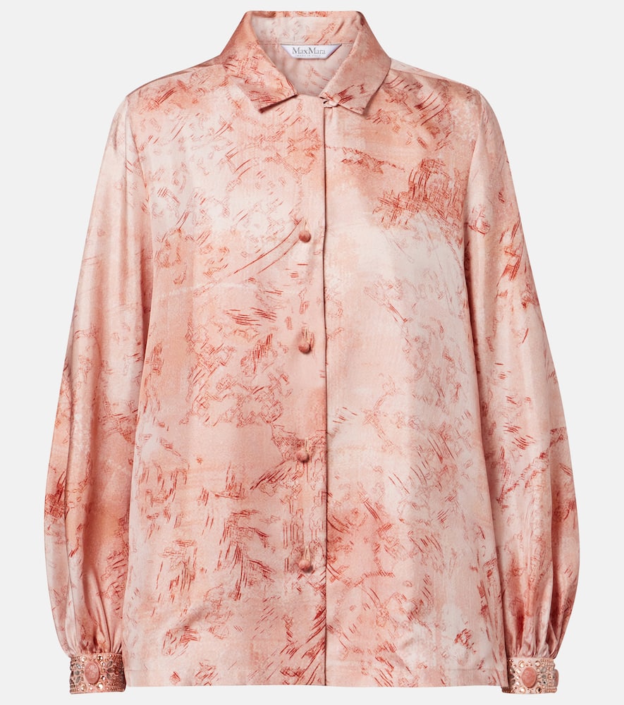 Crespo embellished printed twill shirt