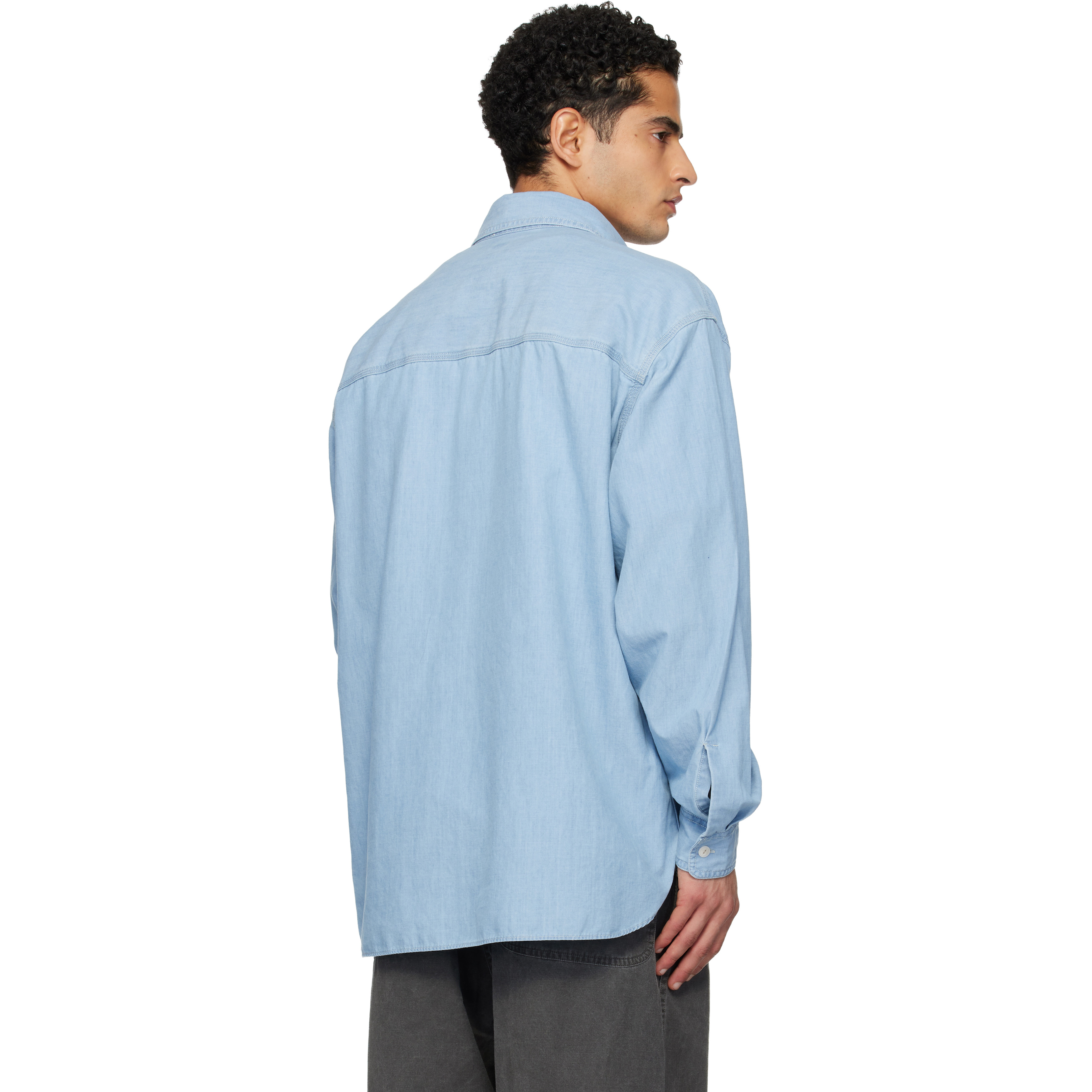 Blue OOAL Regular Collar Chambray Shirt