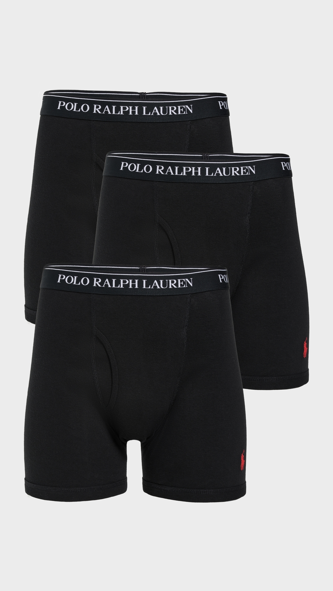 Classic Fit Cotton Boxer Briefs 3 Pack Polo Black