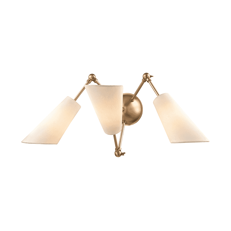 Buckingham 3-Light 12" Wall Sconce in Aged Bra