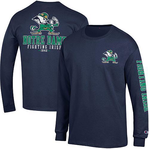 Men's Navy Notre Dame Fighting Irish Team Stack 3-Hit Long Sleeve T-Shirt