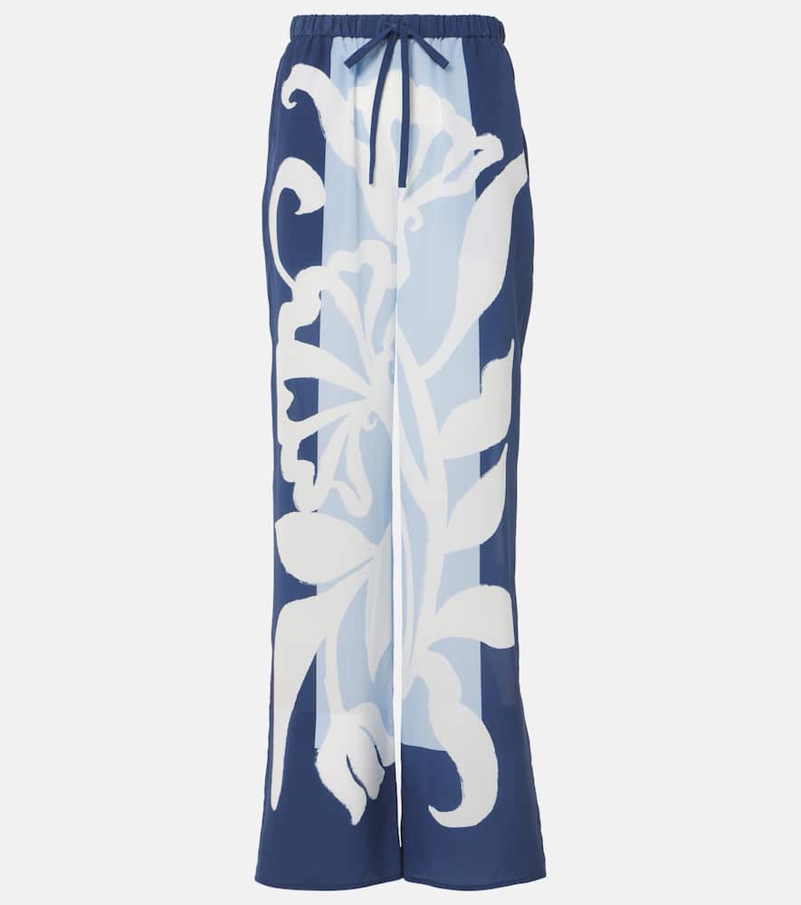 Sorrento printed silk satin wide-leg pants