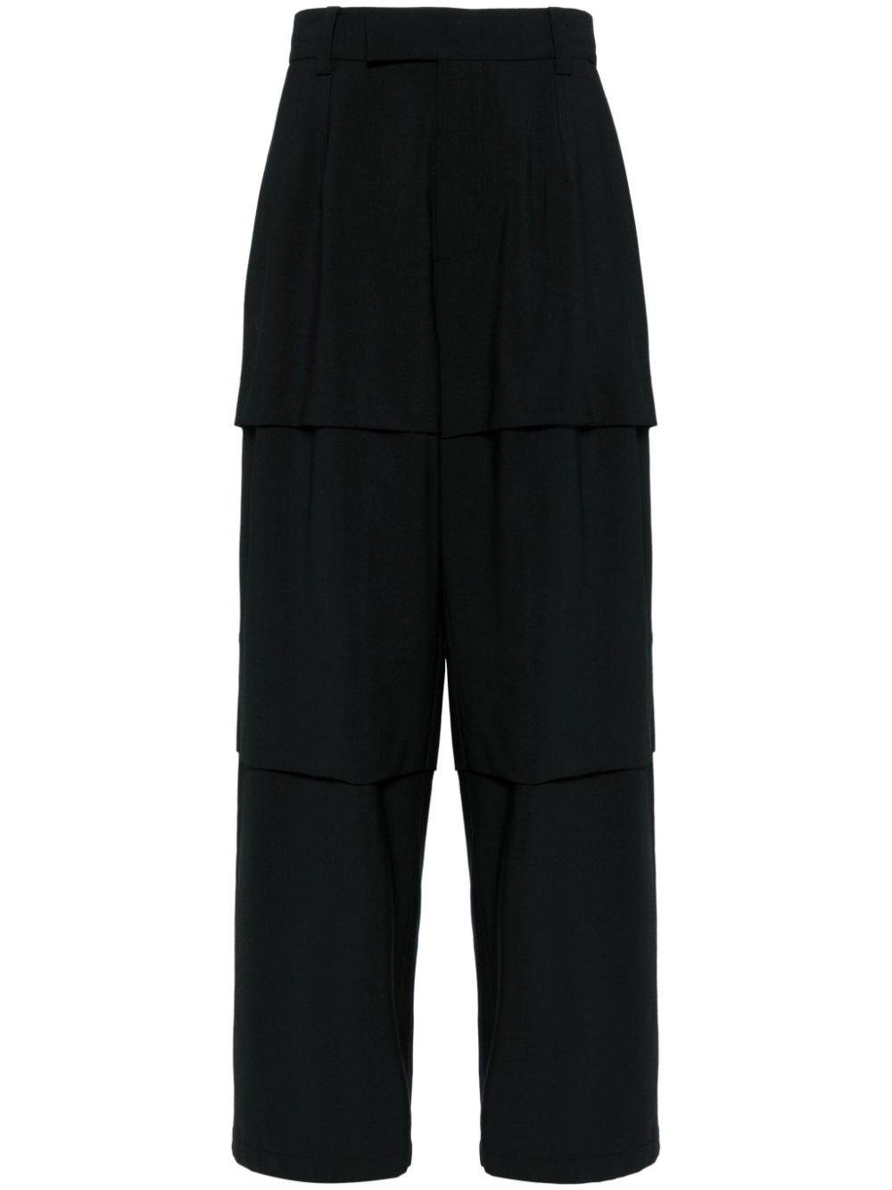 Wide-leg wool trousers - Black