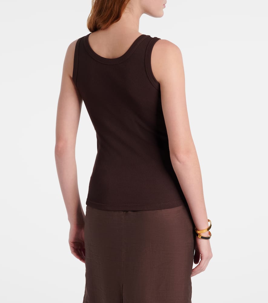 Ribbed-knit sequined tank top