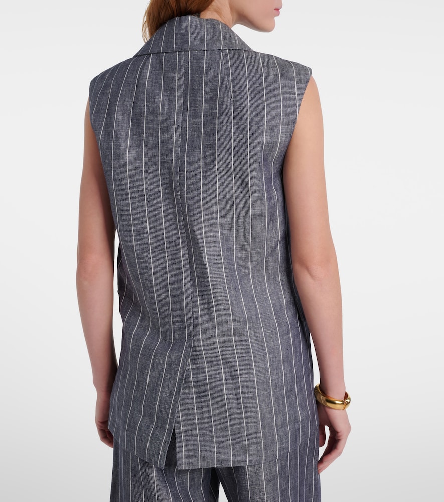Ballo pinstripe double-breasted linen vest