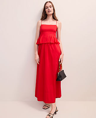 Ann Taylor Petite Pleated Peplum Maxi Dress