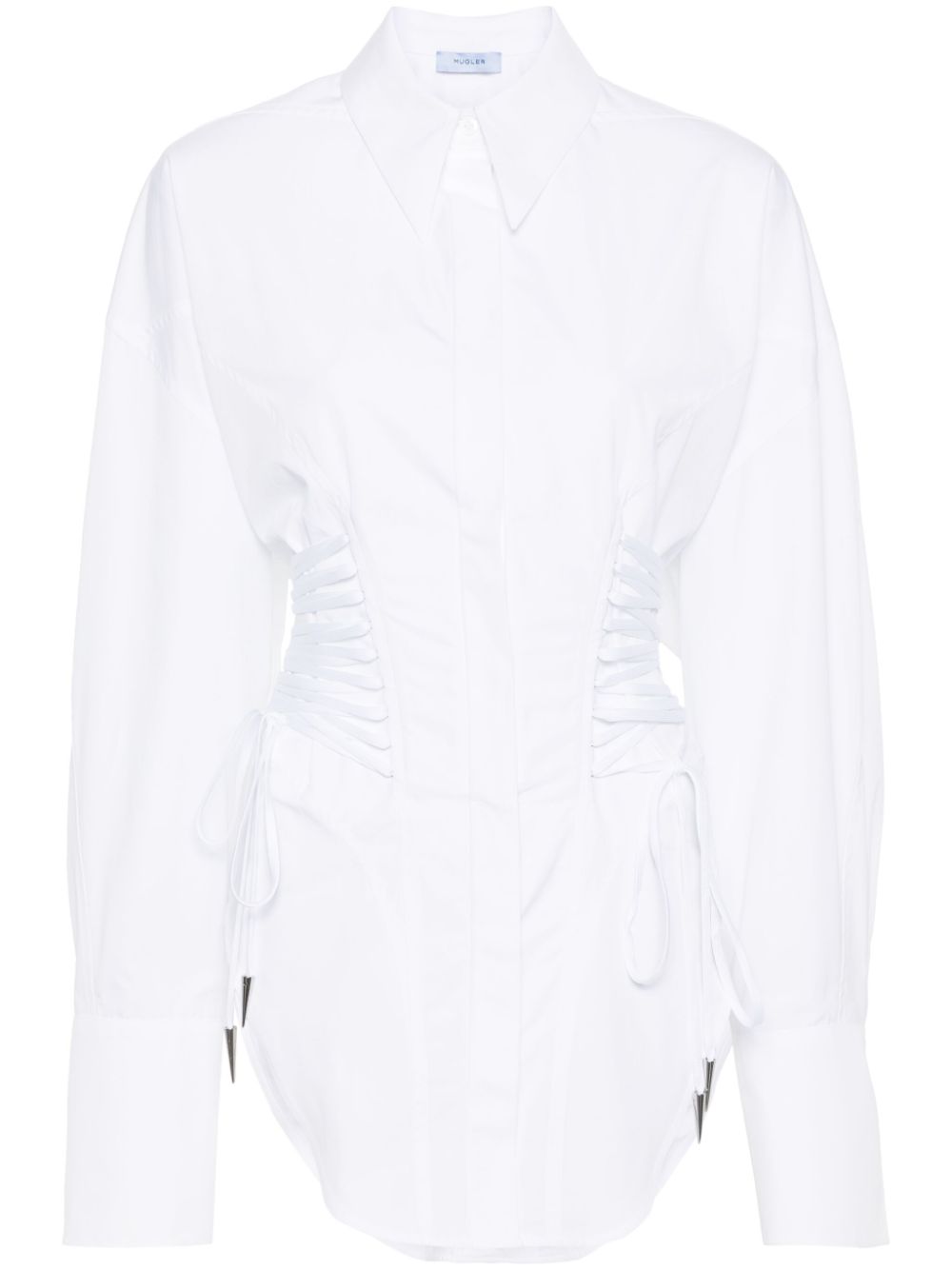 Lace-detailed cotton shirt - White