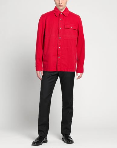 Man Shirt Red Size 38 Cotton