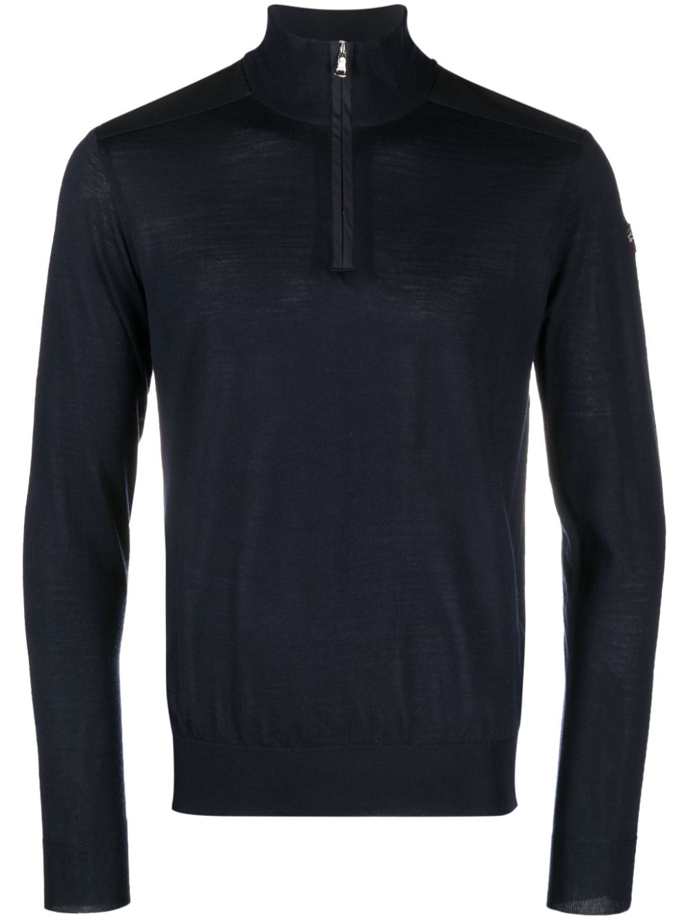 Logo-patch roll-neck jumper - Blue